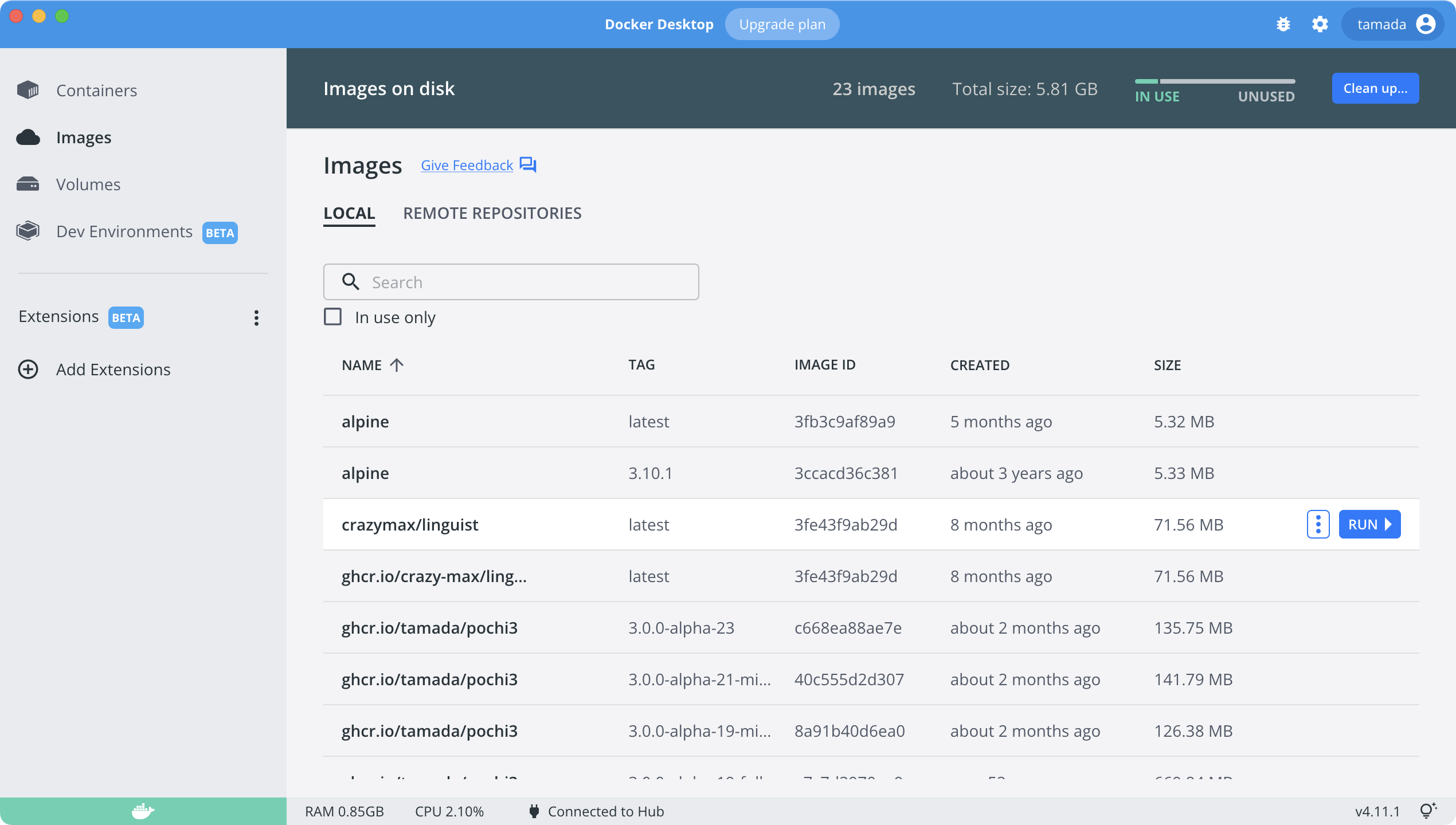 Dockerダッシュボード
